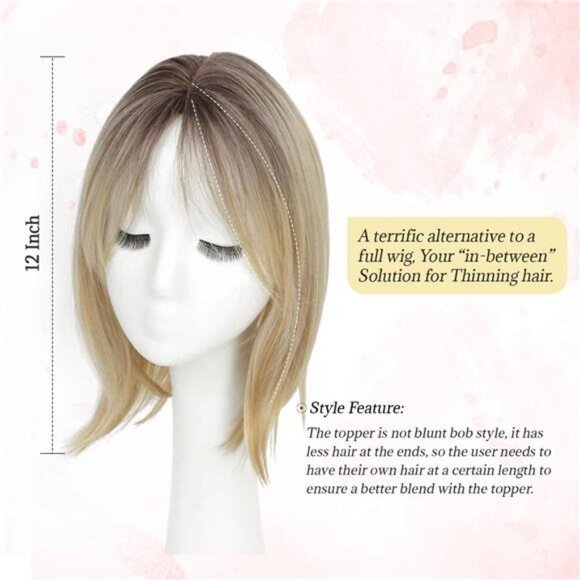 12 Inch Hair Topper for Women with Thinning Hair, 6.5\